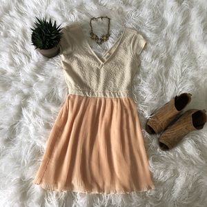 Pins and Needles ivory and light pink dress.